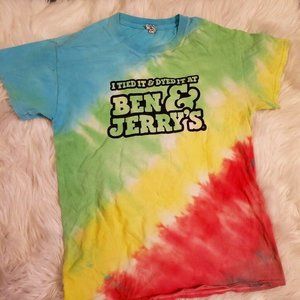 I TIED IT AND DYED IT AT BEN AND JERRY'S TSHIRT TIE DYE SHIRT BEN & JERRY SIZE S